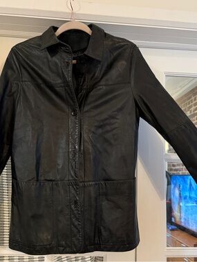 Martin Eden Black Leather Button-Front Jacket
